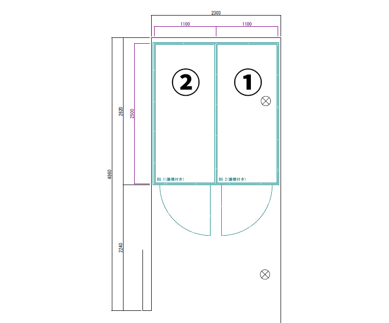 バイクガレージ 寸法図面